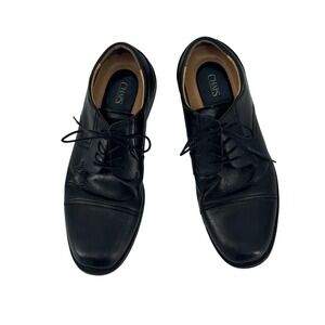 Chaps Mens 12W Black Leather Cap Toe Oxford Dress Shoes Wide Width Professional